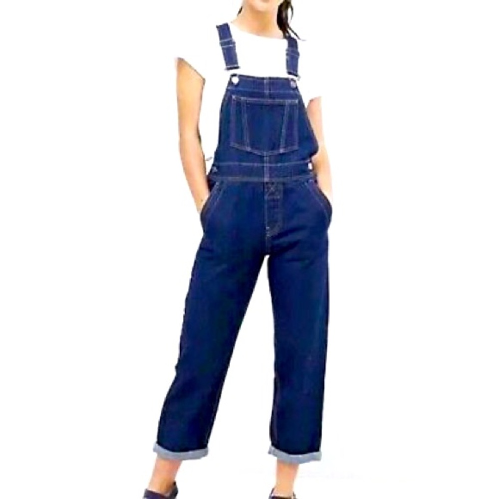 Asos Design Original Denim Overalls Darkwash Jeans Carpenter loose work Sz 14